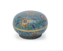 A Chinese cloisonné circular box and cover