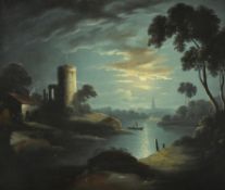 Manner of Sebastian Pether, Moonlit river landscape