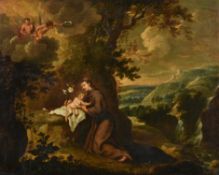 Italian School (late 17th century), Saint Anthony with the Christ child in extensive landscape