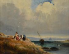 Follower of Henry Bright Figures by the sea
