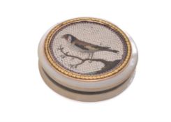 Y A mid 19th century mother of pearl and micromosaic bonbonnière