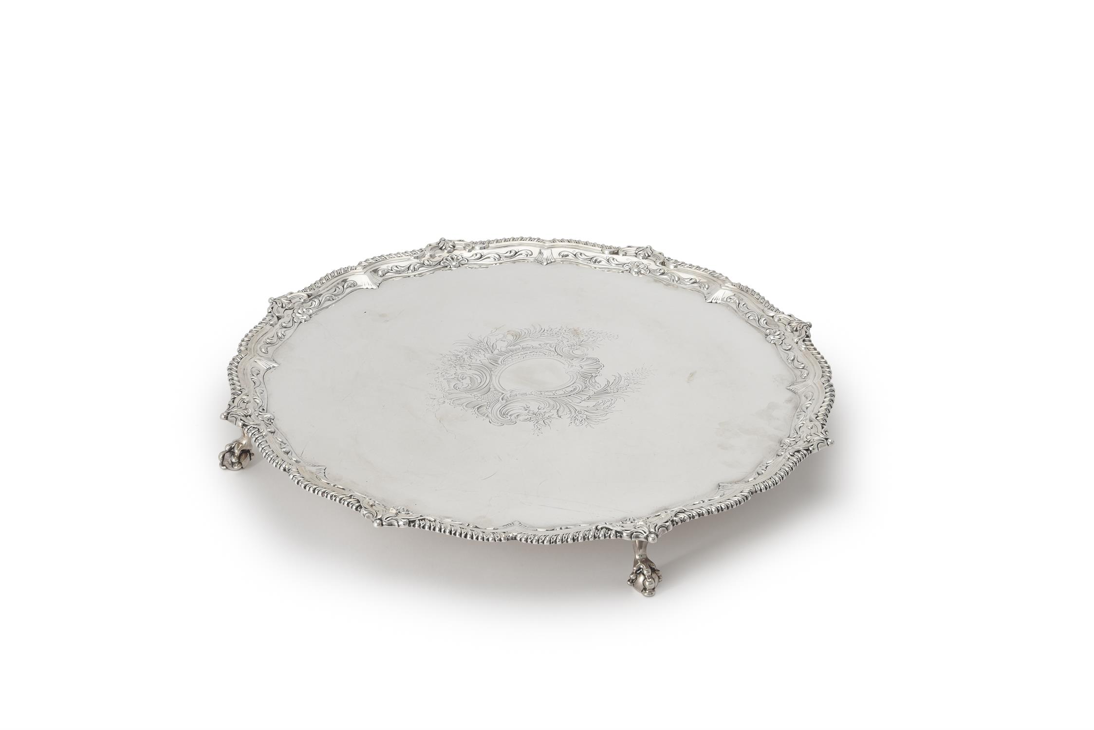 A late Victorian silver shaped circular salver by W. & G. Sissons