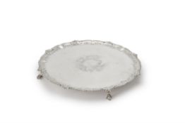 A late Victorian silver shaped circular salver by W. & G. Sissons