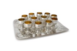 A set of twelve Italian silver coloured goblets by Brandimarte
