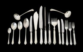 A silver Pembury pattern table service for twelve settings by Mappin & Webb