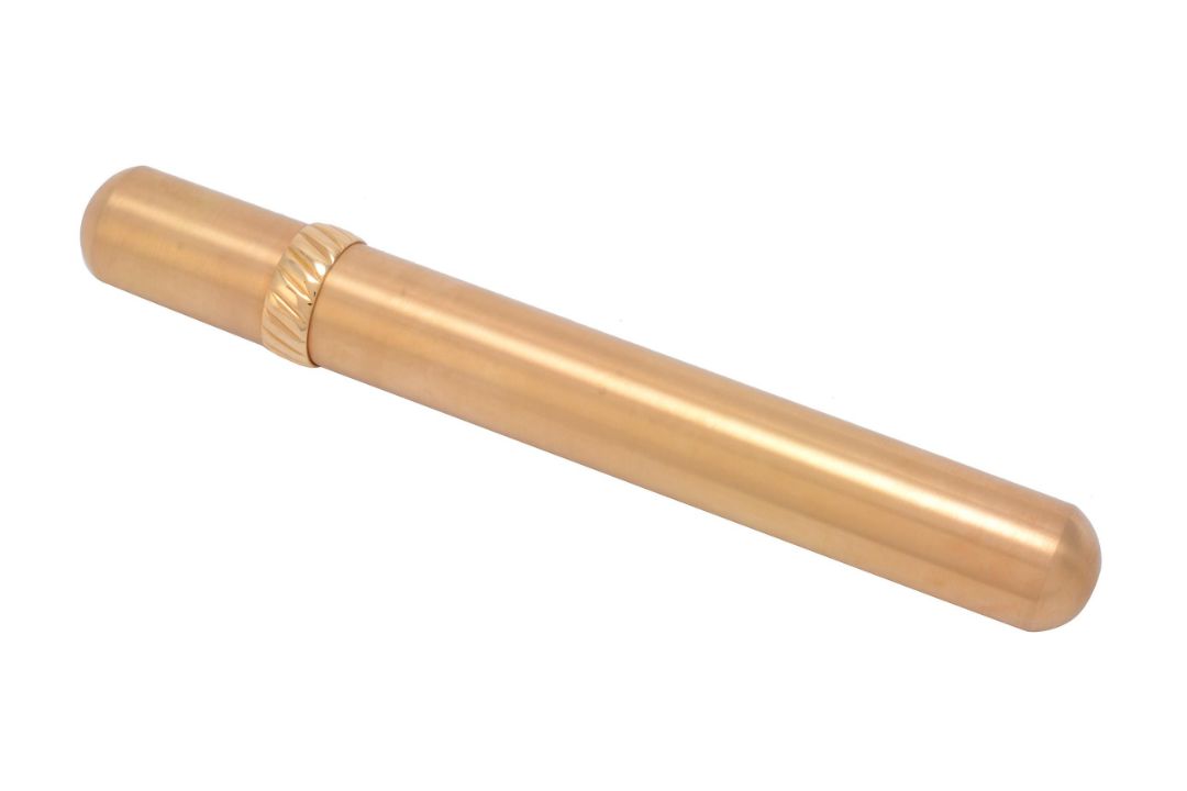 Ludwig Muller, a Swiss gold coloured individual cigar tube or case by Ludwig Muller SA