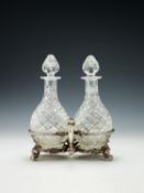 A William IV silver twin bottle decanter frame by Robert Garrard II