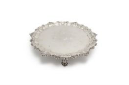 A George II silver shaped circular salver by John Swift