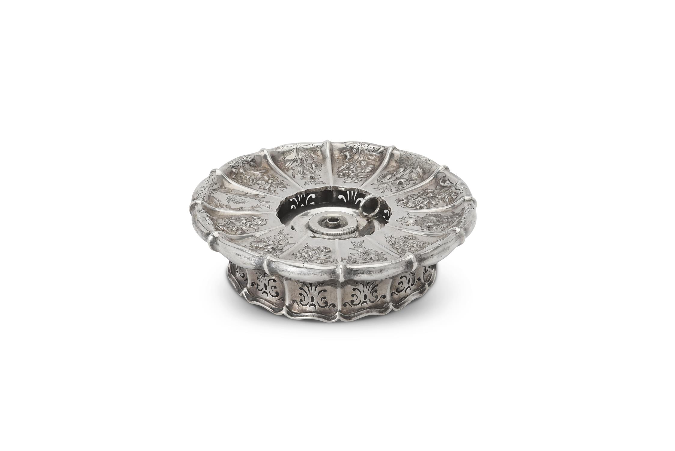 A William IV silver shaped circular warming stand for a coffee pot by Paul Storr
