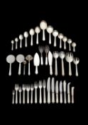 A silver Pyramid pattern assembled table service by Georg Jensen