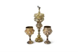 A German silver parcel gilt cup and cover