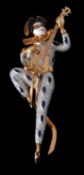 An enamelled sapphire and diamond harlequin brooch