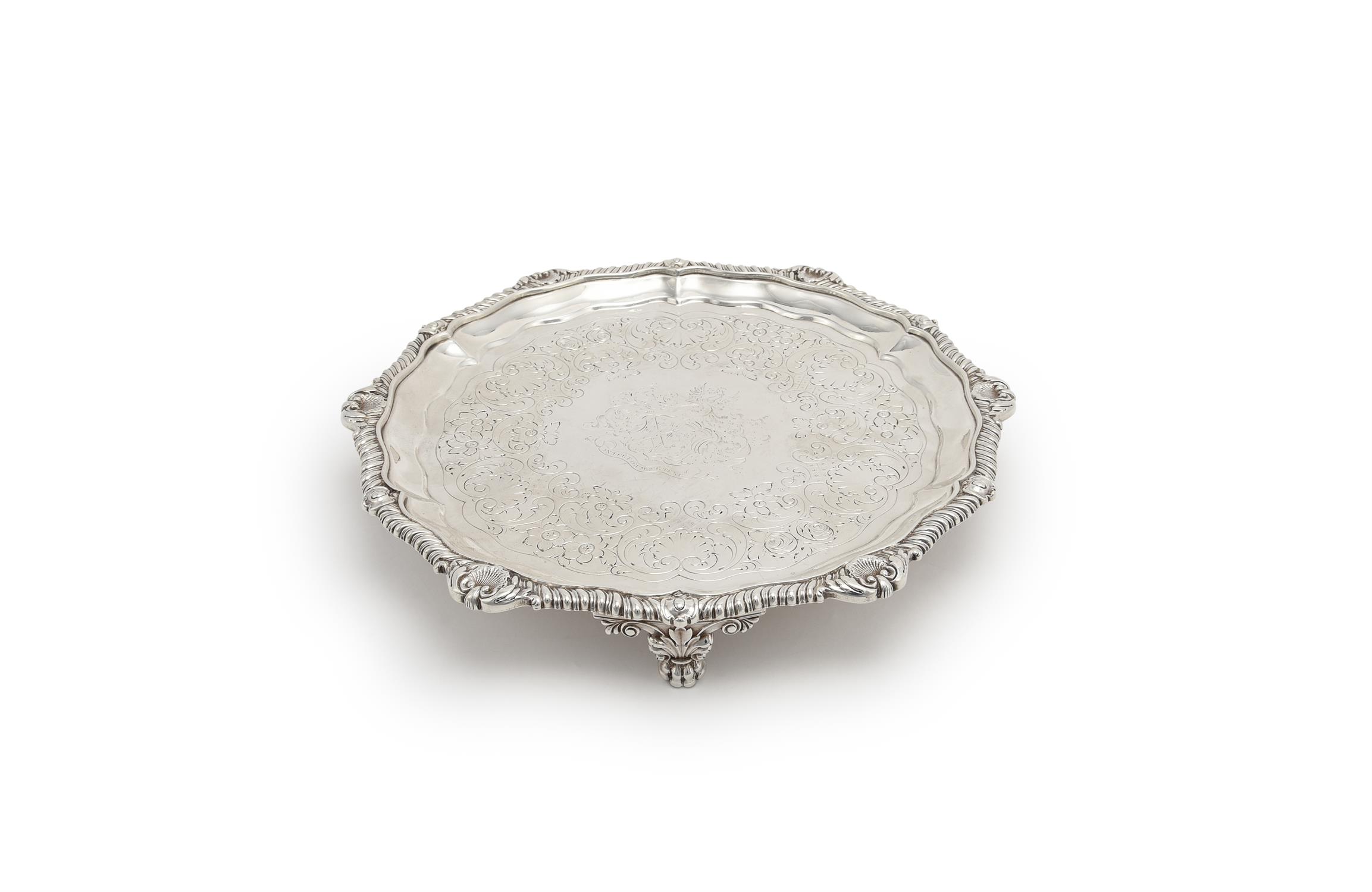 A late George III silver shaped circular salver by William Burwash