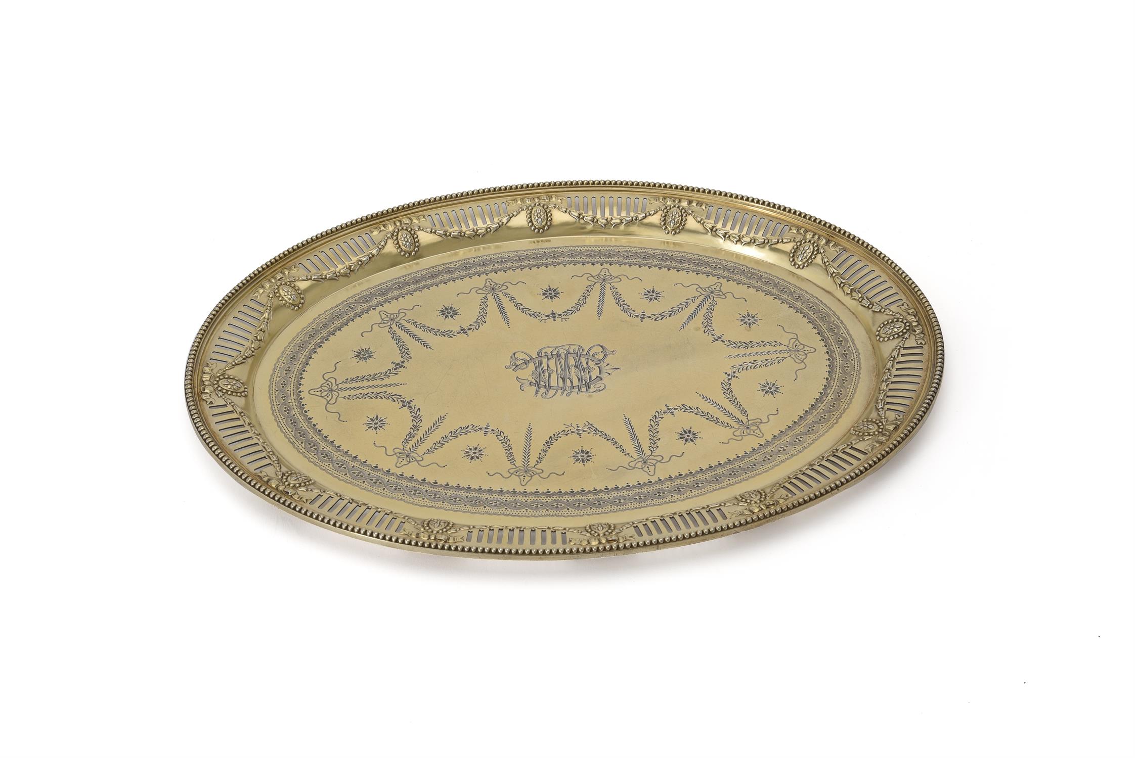 Y A matched Victorian frosted silver gilt oval tea service in Adam style - Image 3 of 4