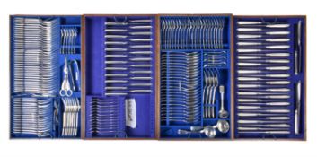 A matched extensive silver fiddle and thread pattern table service