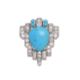 A French Art Deco turquoise and diamond clip brooch - Image 1 of 2