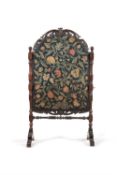 A William & Mary walnut and crewel work inset fire screen