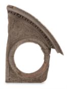 A carved wood architectural feature