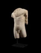 An Italian sculpted white marble torso of Apollo Belvedere