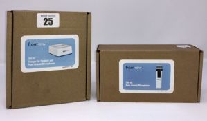 A boxed as new FrontRow ISM-02 Pass-Around Microphone and a boxed as new FrontRow IMC-01 Charger for