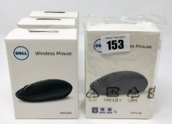 Three boxed as new Dell WM326 Wireless Mice and one boxed as new Dell WM126 Wireless Mouse (Boxes