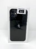 A brand new Apple iPhone 11 128GB in Black?. A2221 Global model MWM02ZD/A. Carrier and SIM