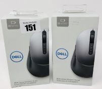 Two boxed as new Dell MS5320W Multi-device Wireless Mice (Boxes sealed, some cosmetic damage to