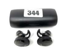 A pre-owned pair of Bose SoundSport Free wireless ear-buds in Black with charging case.