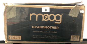 A boxed as new Moog Grandmother Analog Semi-Modular Synthesizer (Box open, some cosmetic damage to