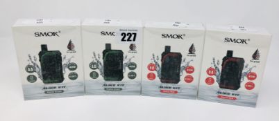 Four Boxed as new Smok Alike Pod Vape Kits (2 x Matte Red, 2 x Matte Green) (Boxes sealed) (Over