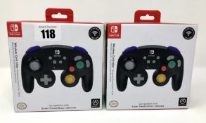 Two boxed as new PowerA Wireless GameCube Style Controllers for Nintendo Switch in Black (Boxes