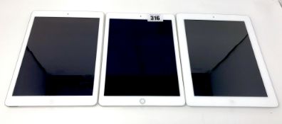 Three Apple iPads sold for parts; 1x iPad Air 2 (Wi-Fi Only) A1566 64GB in Silver (Serial: