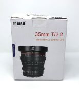 A boxed as new Meike 35mm T2.2 Manual Focus Cinema Lens (MFT Mount) for APS-C Camera (MK-3522T-