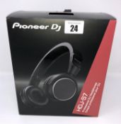 A boxed as new pair of Pioneer HDJ-S7 Professional On-Ear DJ Headphones in Black (Box opened).
