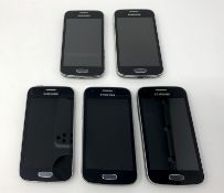 Five pre-owned Samsung Galaxy Ace 3 GT-S7275R 8GB Smartphones (FRP clear).