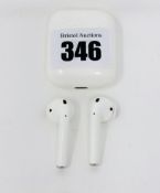 A pre-owned par of Apple AirPods (1st Gen) with charging case (Some cosmetic marks to case and