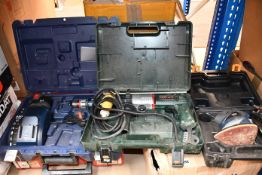 A pre-owned AEG AVS hammer drill (body only), a pre-owned AEG cordless drill with batteries and