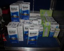 A quantity of as new Bausch + Lomb contact lens solutions and kits to include Boston, ReNu and Bio