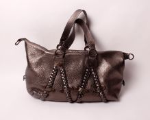 A pre-owned leather Mulberry bag with plated and stud decoration metallic/gun metal colour (