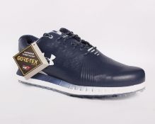 One pair of boxed as new Under Armour HOVR Show SL GTX E spike-less golf shoes in navy (UK 9.5).