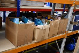 Four boxes of mixed toiletries and related items.