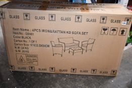 One boxed as new four piece iron and rattan sofa set (GD901).