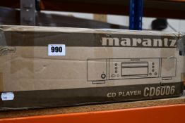 A boxed as new Marantz CD6006 UK Edition CD Player in Black (Model: CD6006UKSE/T1B) (Box opened,
