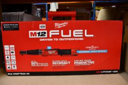 A boxed as new Milwaukee digital torque wrench (Batteries not included) M12 ONEFTR38-OC.