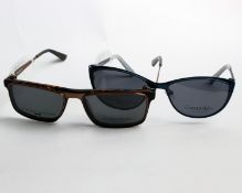 Two pairs of as new Convertibles glass frames with clear glass with magnetic sunglasses