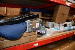 A quantity of as new music related items to include stand microphones, digital piano, keyboards,