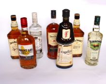 Two Jack Daniel's Honey liqueur whisky (2 x 1ltr), Zubrowka Bison Grass vodka (700ml), Smirnoff