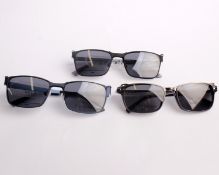 Three pairs of as new Convertibles glass frames with clear glass with magnetic sunglasses attachment