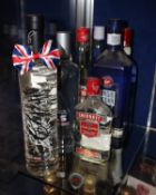 A Chase English potato vodka (700ml), a Tesco value vodka (700ml), a Sobieski Premium vodka (700ml),