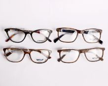 Four pairs of as new Wolf glasses frames with clear glass (RRP £140 each).